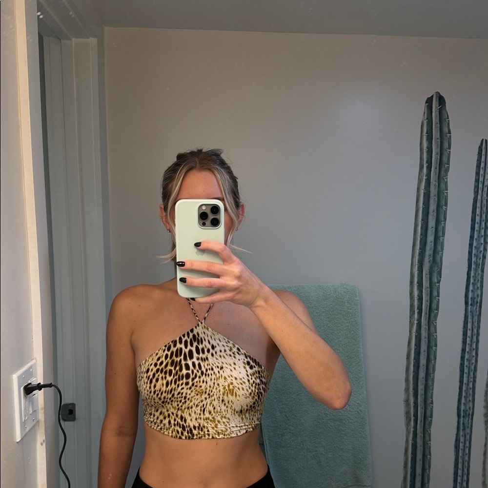 Motel Rocks Leopard Print halter top